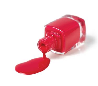 Spilled red nail polish