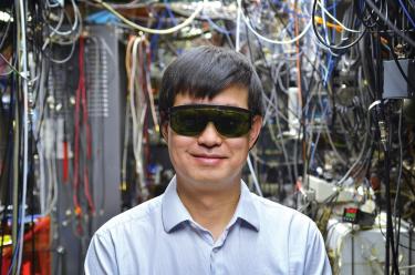 Jun Ye in front of wires