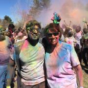 Akshat celebrate the Holi festival with an American family  Akshat Kambli celebrating the Holi festival with an American family while studying at CU Boulder.