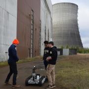 Students with robot