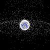 A computer-generated image representing space debris as could be seen from high Earth orbit.