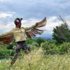 Student and bird performance art