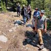 Faculty, students and technicians from CU Boulder and the University of Wyoming walk the site of the newly installed EcoTram near INSTAAR’s Mountain Research Station.