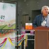 Professor at podium in South Korea