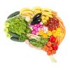 Fruits and vegetables in the shape of a brain
