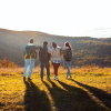 Group of young people hiking together