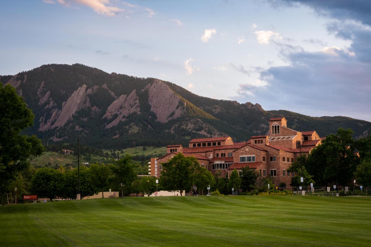 Flatirons with Campus in the front in June