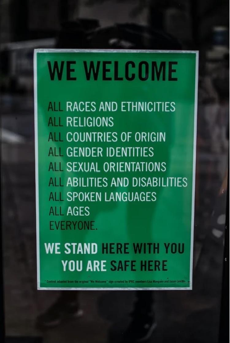 Sign saying we welcome all people