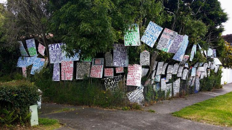Free Speech Signs on soem trees
