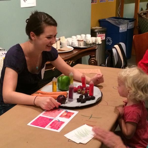 Andrea displays colorful anthocyanin and carotenoid pigments. Family Day, CU Museum of Natural History, Sept. 27, 2014