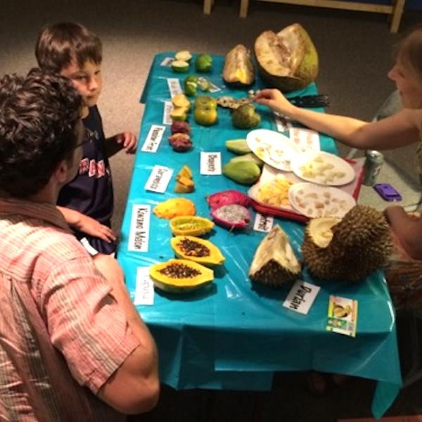 Stacey at our fruit-themed Family Day, CU Museum of Natural History, Sept. 27, 2014