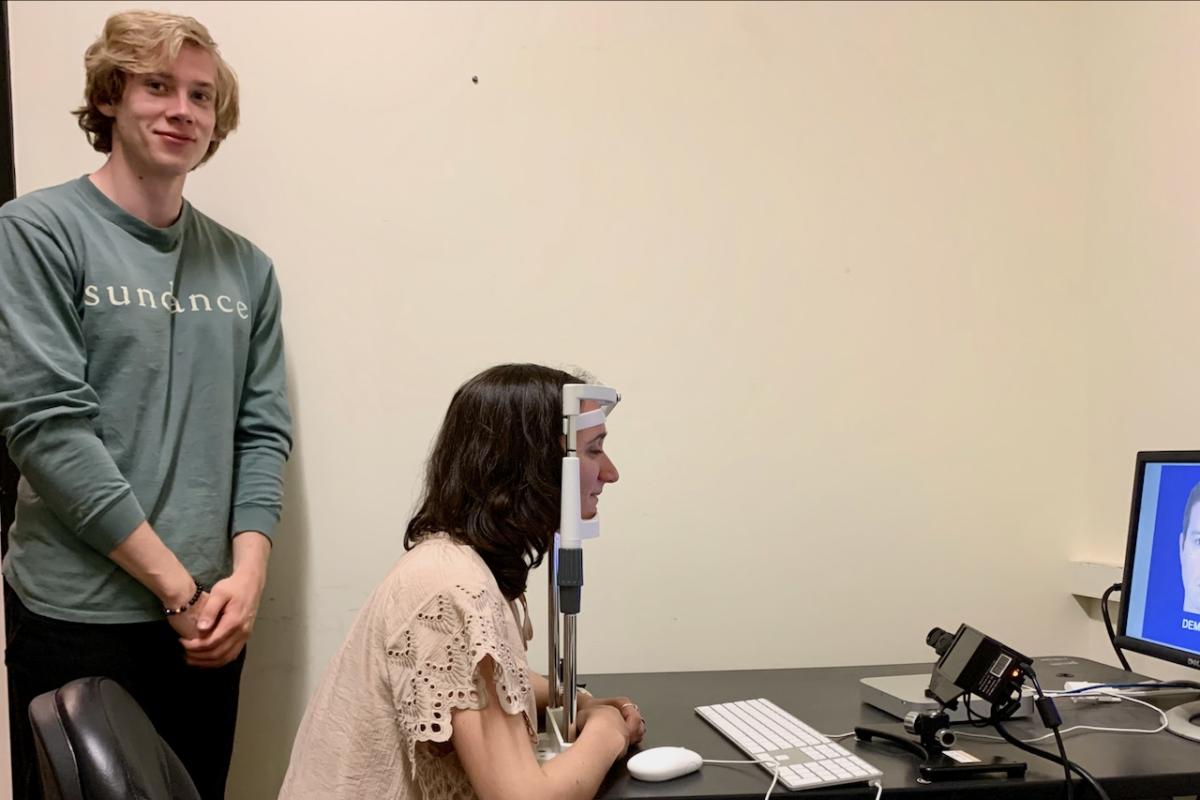 Two students doing research