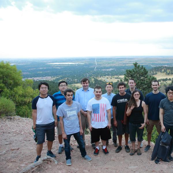 at the top of the mountain during a group hike in fall 2016
