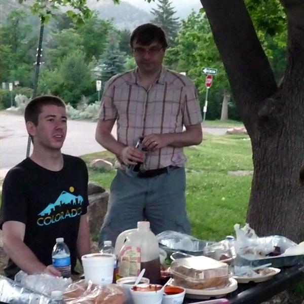 relaxing after the hike and enjoying BBQ in 2013