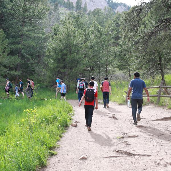 Group hiking in May of 2018