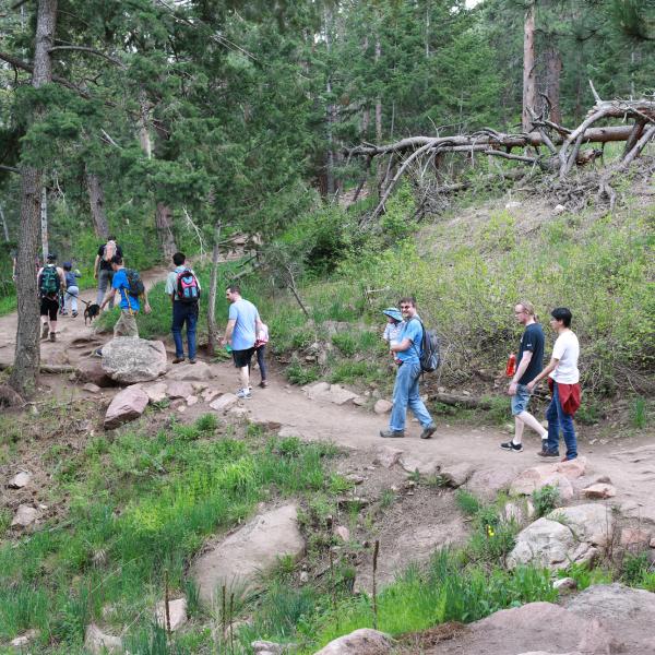 Group hiking in May of 2018