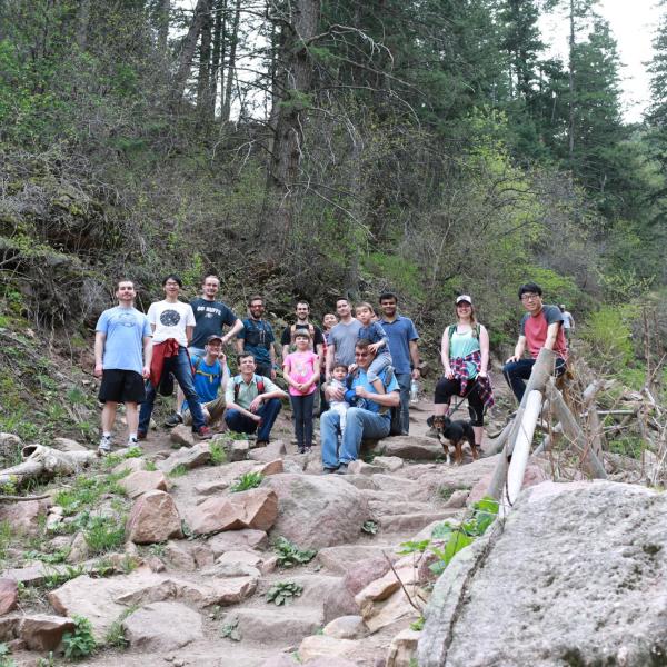 Group hiking in May of 2018