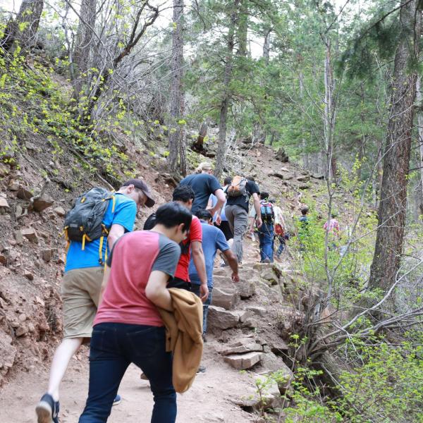 Group hiking in May of 2018