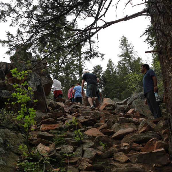 Group hiking in May of 2018