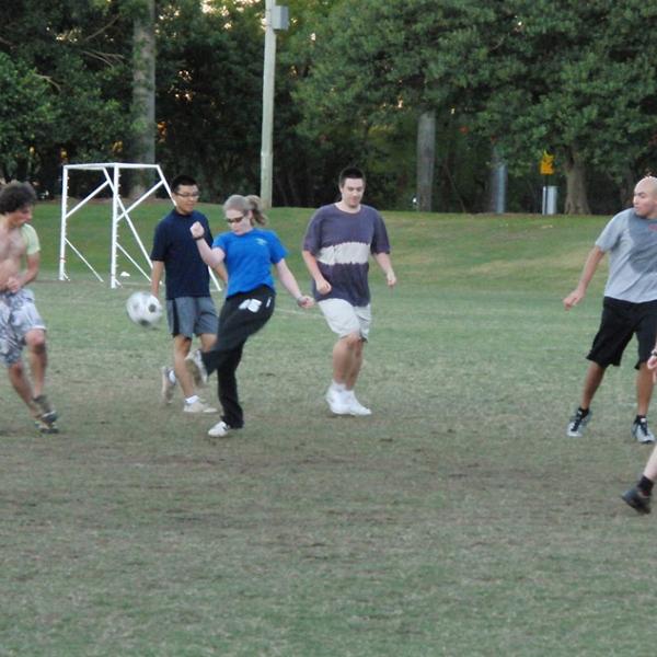 Playing soccer during the I-CAMP 2010 in Australia