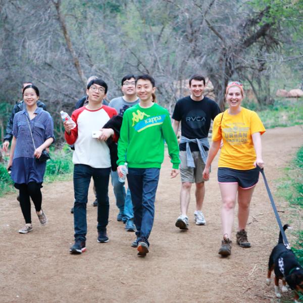 finishing a group hike in spring 2016