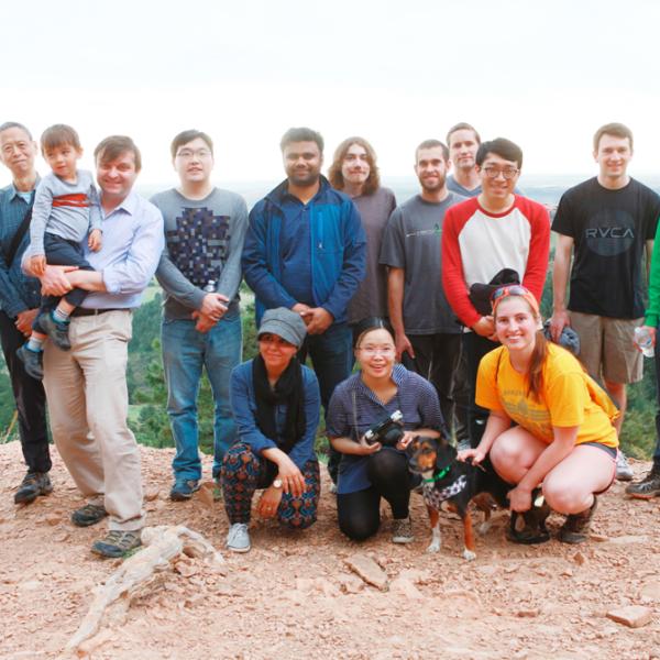 members finally tired at the top during a group hike in spring 2016