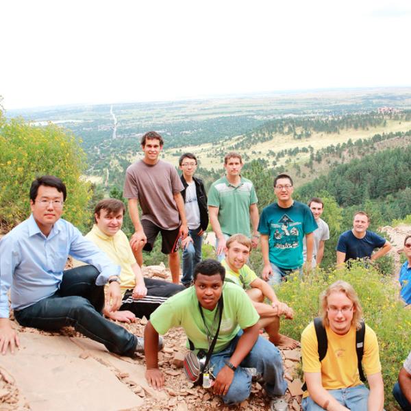 a group photo during a group hike in fall 2014