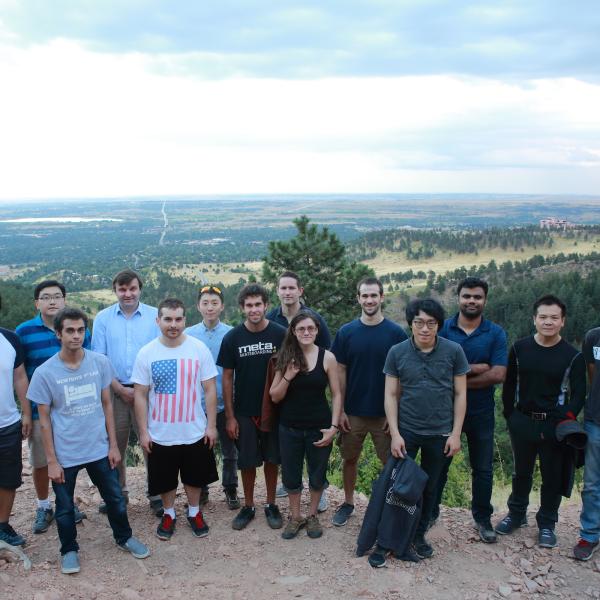 at the top of the mountain during a group hike in fall 2016