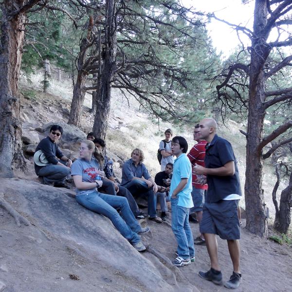 On the way to the top of Flatirons in 2009