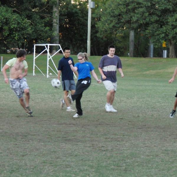 Playing soccer during the I-CAMP 2010 in Australia