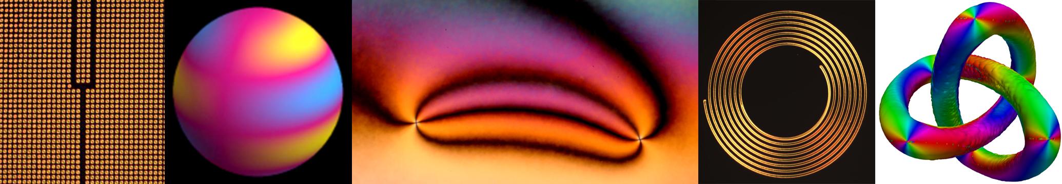 Toron arrays and fingers defects in cholesteric, a trefoil knot and hexadecapolar colloid in a nematic liquid crystal