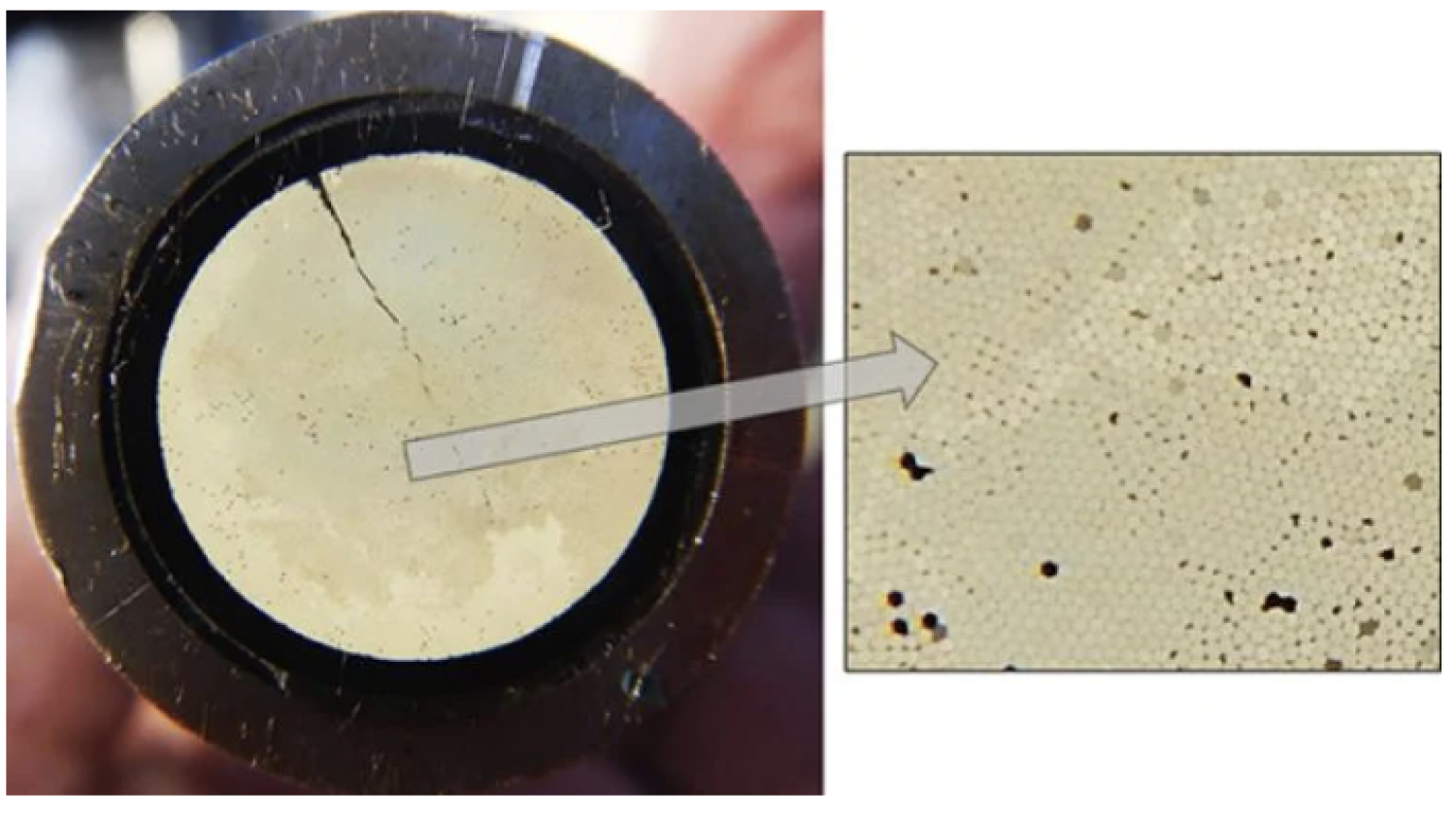Close-ups of a typical Sol-Char fused fiber optic bundle.