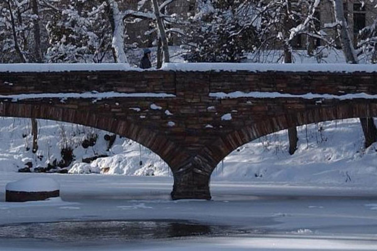 snowy varsity bridge