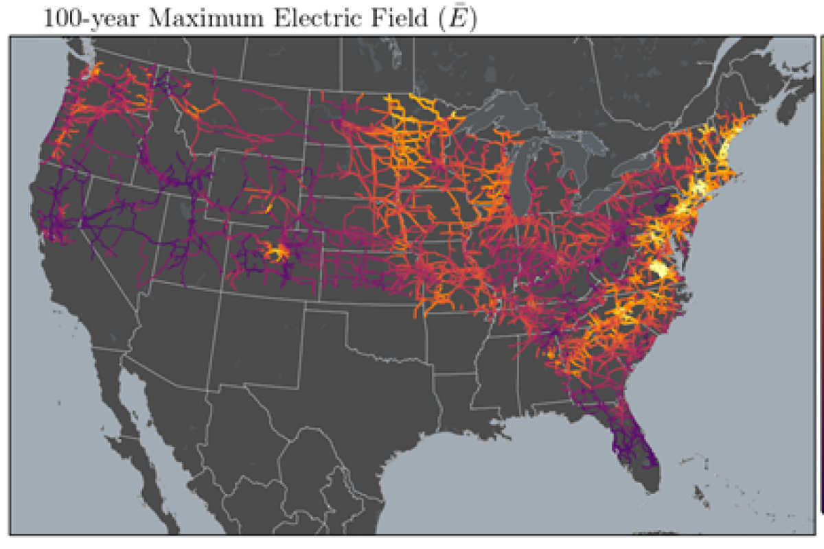 Geoelectric field impact on transmission lines in the US