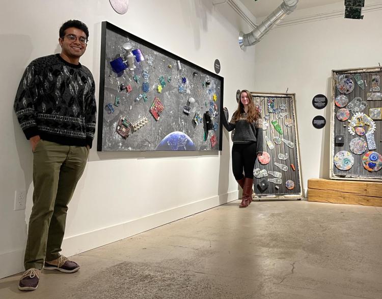 Students at Waste in Space art exhibit