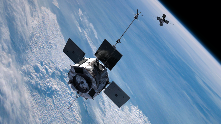 Van Allen probe satellites above Earth