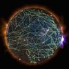 Graphic image of Sun with grid superimposed on it