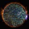 Graphic image of Sun with grid superimposed on it