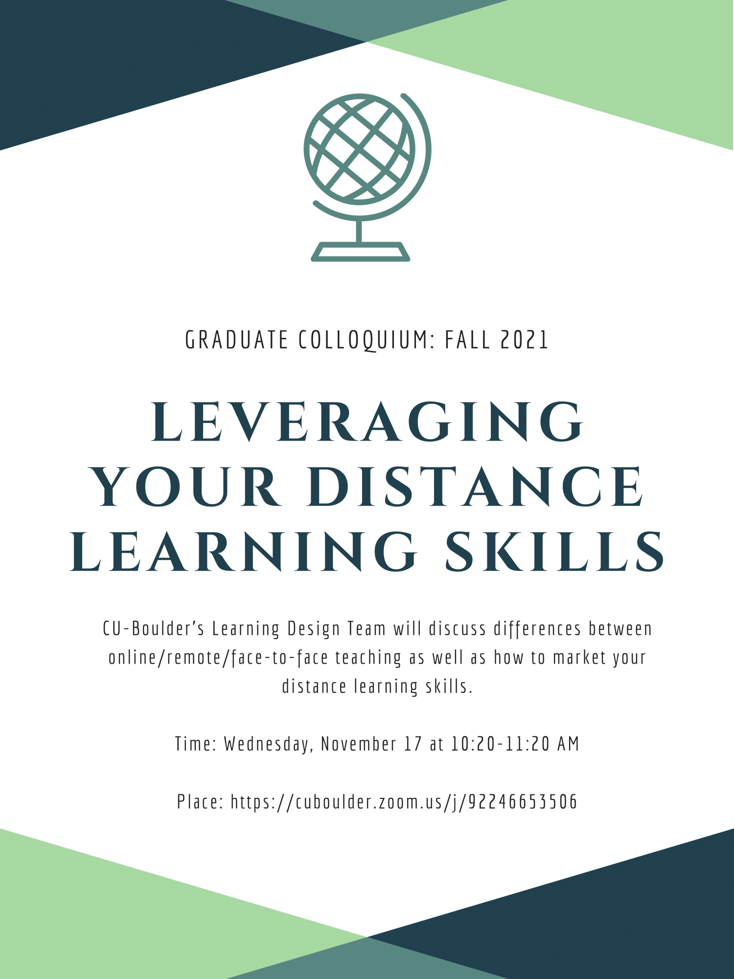 Graduate Colloquium Distance Learning Workshop