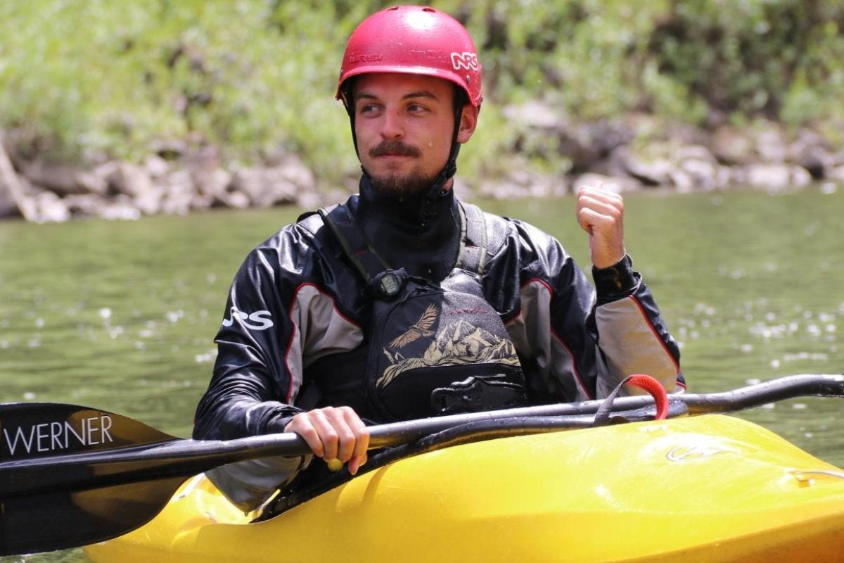 Student kayaking