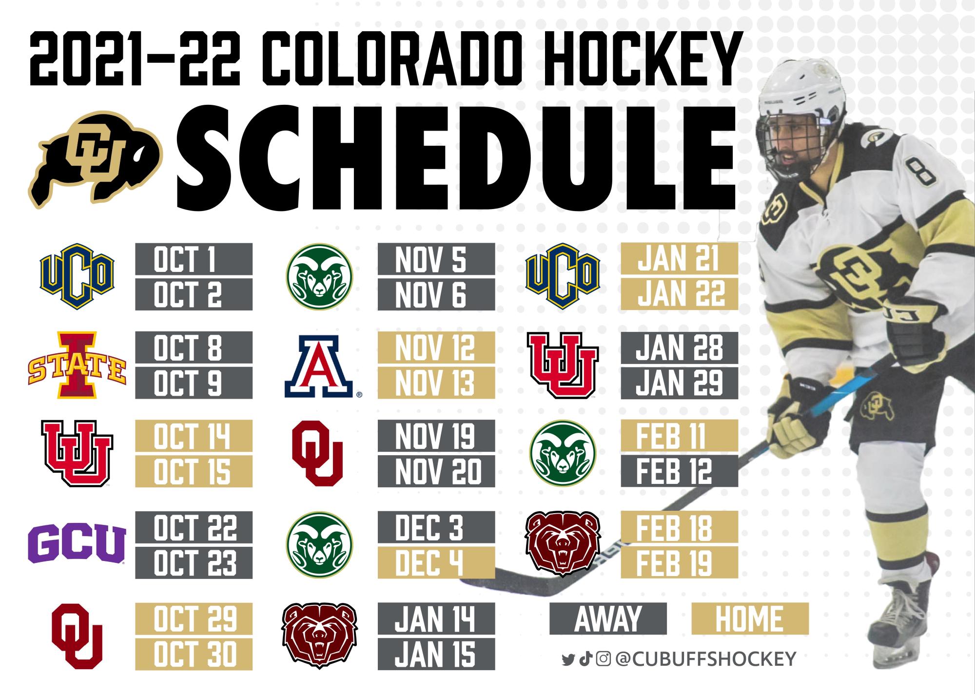 2122 Schedule University of Colorado Men's Ice Hockey University