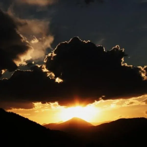 Photo of mountains with sunset