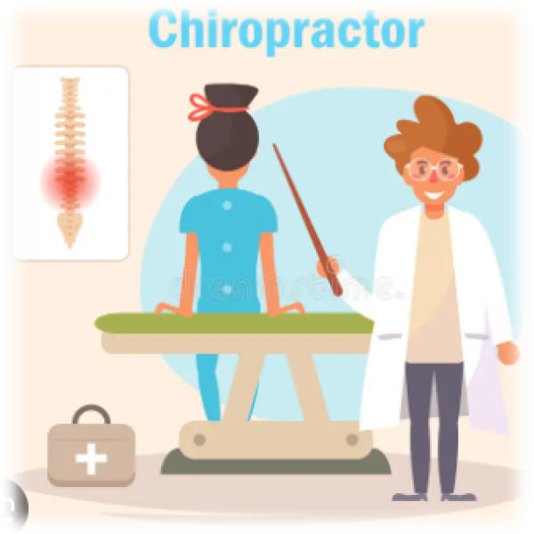 Clip art of chiropractor and patient on table