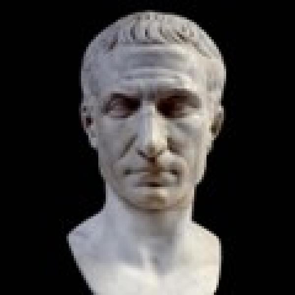 grey stone sculpture of Caesar's bust