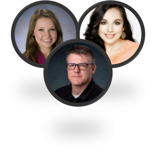 Headshots of Crystal Cyr, Jessica Sandoval and Mike Williamson