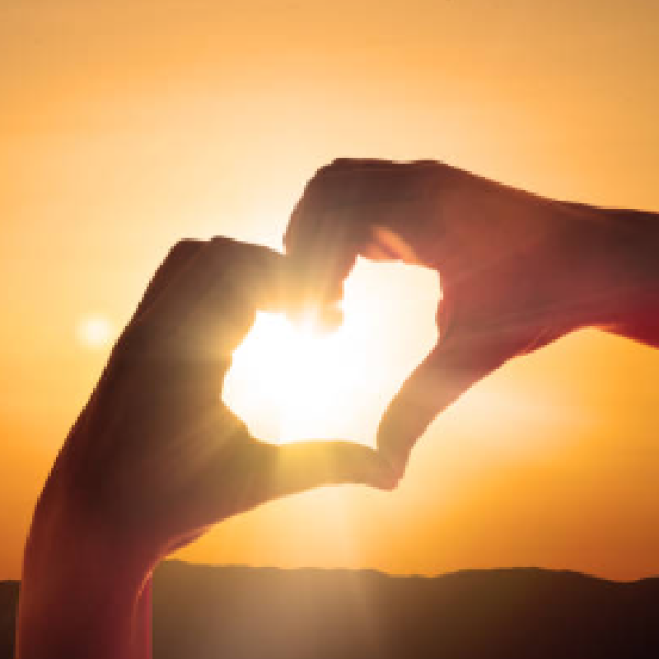 Hands clasping making the shape of a heart