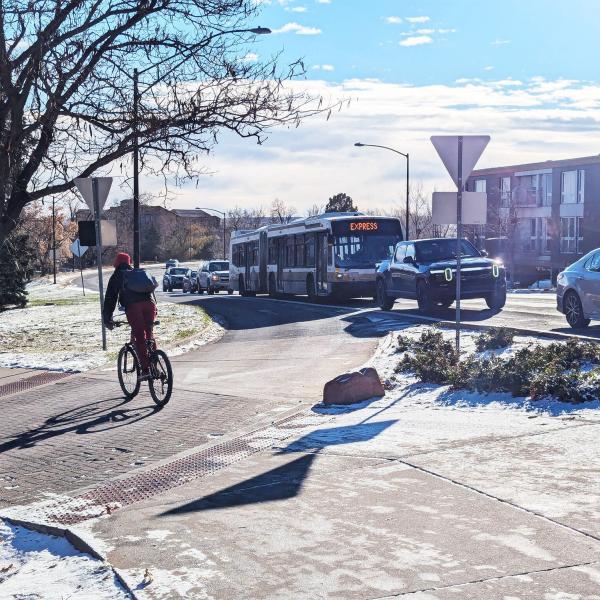 Transportation-multimodal travel looking south on Broadway