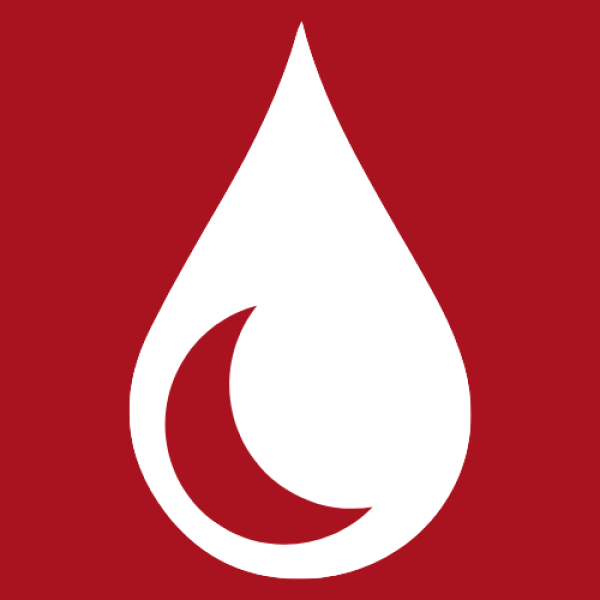 White teardrop silhouette on a maroon background