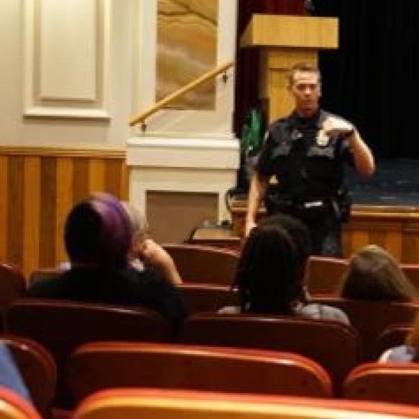 Cop teaching a class