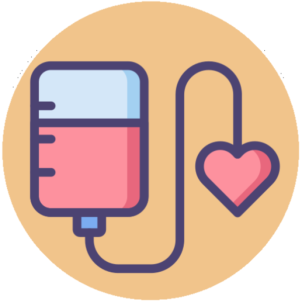 Clipart of IV bag attached to shape of a heart
